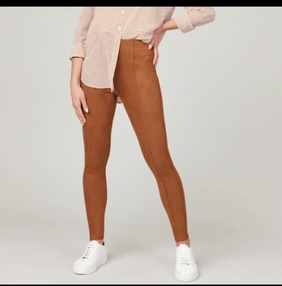 NWT Spanx Faux Suede Leggings Rich Carmel Size Large